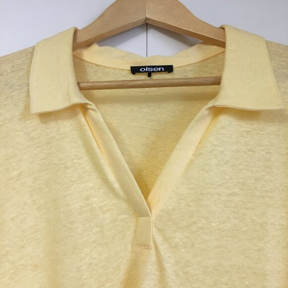 Olsen Cosima Media Sun-Yellow Relaxed Fit 100% Linen Tunic T-Shirt - Picture 3 of 12